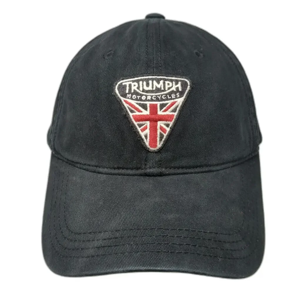 Lucky Brand Triumph Motorcycles Baseball Cap Black One Size Leather Strap Hat